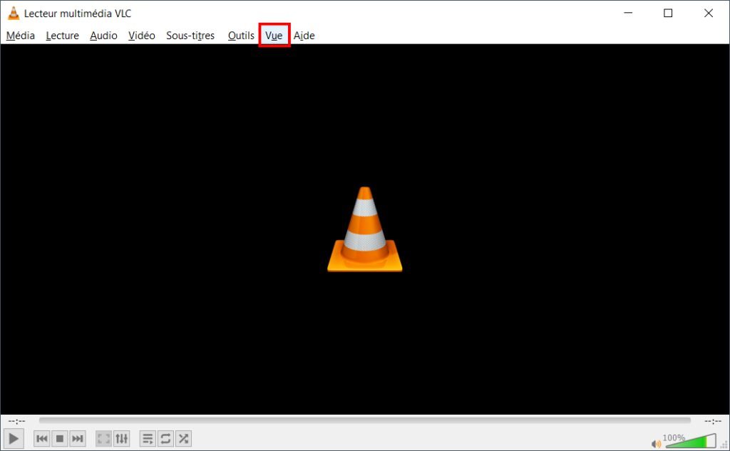 VLC fenêtre au-dessus - menu Vue