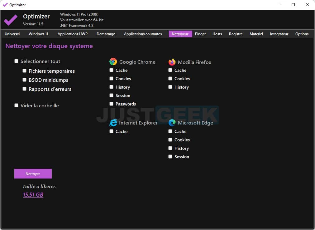 Nettoyer son PC avec Optimizer