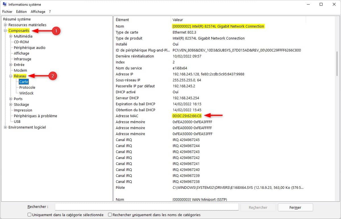 Comment trouver l'adresse MAC de votre carte réseau sous Windows 11 ? – Thebuzzly'adresse MAC de sa carte réseau via Informations système