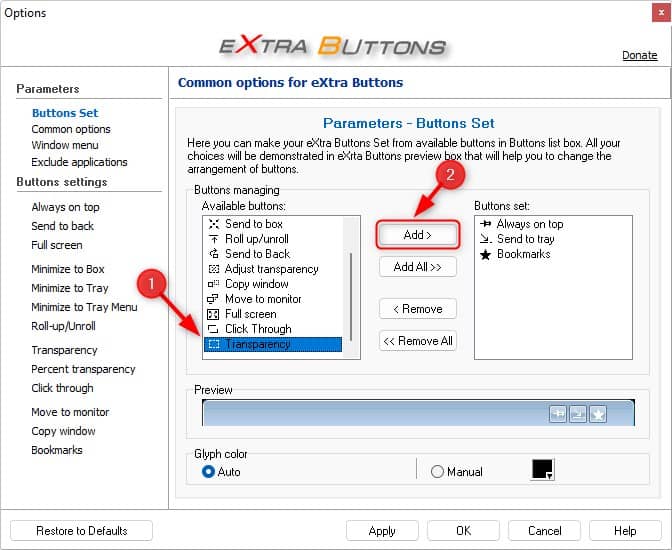 Ajouter des boutons supplémentaires aux fenêtres Windows