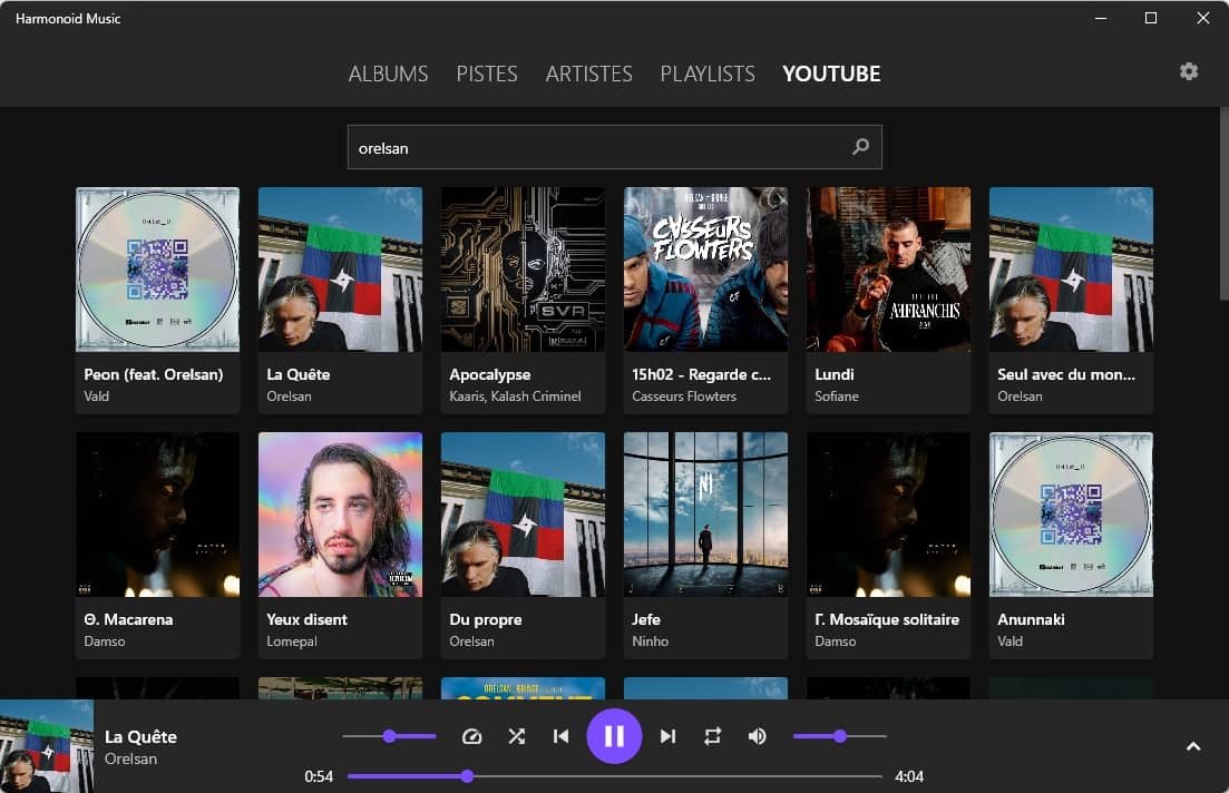 Écouter de la musique YouTube dans Harmonoid