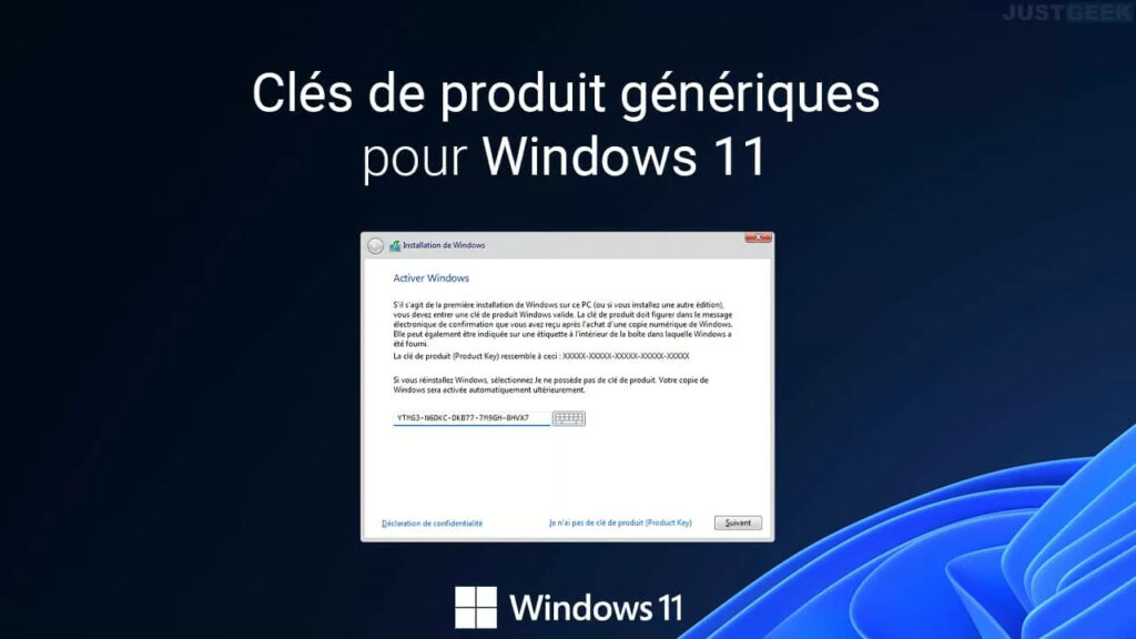 Clés de produits génériques de Windows 11 pour toutes les éditions 