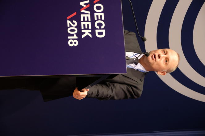 Jean-Christophe Dumont, directeur de la division des migrations des migrations internationales à la direction de l'emploi, du travail et des affaires sociales à l'OCDE, le 29 mai 2018 à Paris, au forum de l'OCDE.