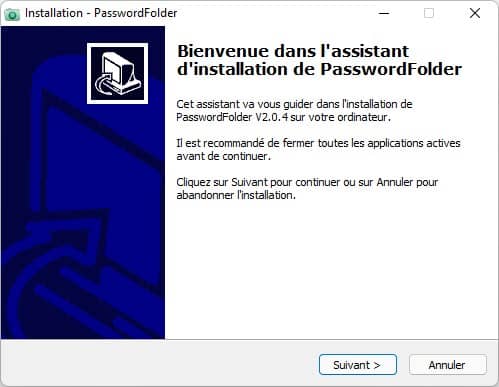 Installation du dossier de mot de passe