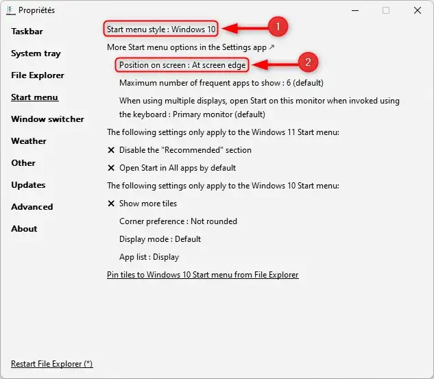 Trouver le menu Démarrer de Windows 10 sur Windows 11