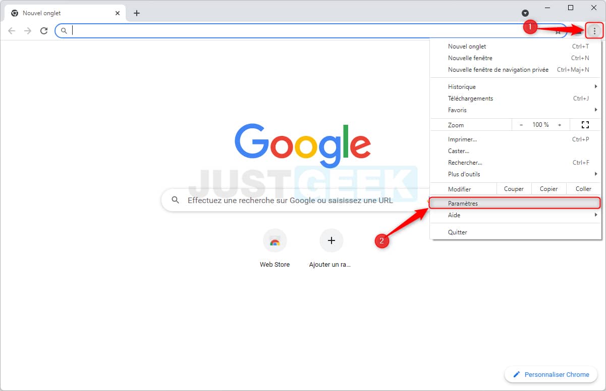 Paramètres de Google Chrome