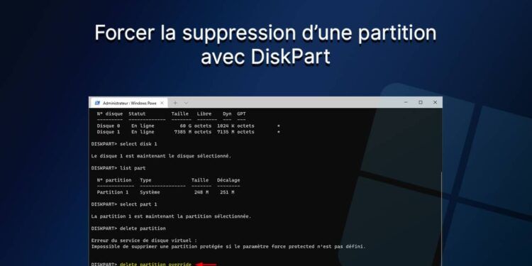 Forcer la suppression d'une partition avec DiskPart