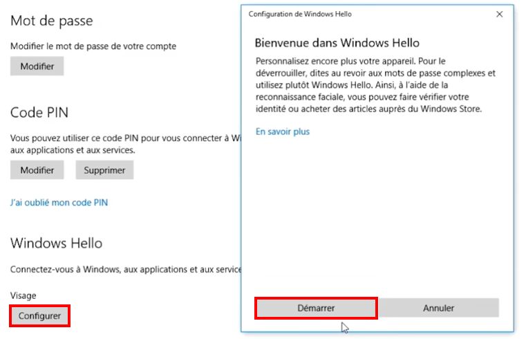 Windows Hello - Configurer et démarrer