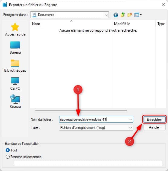 Sauvegarder le registre Windows 11 à partir de l’Éditeur du Registre