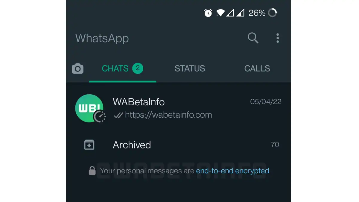 whatsapp cryptage de bout en bout pied de page image wabetainfo WhatsApp