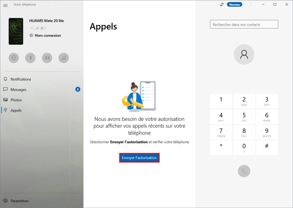 Appels mobiles connectés - autorisation d’afficher les anciens appels