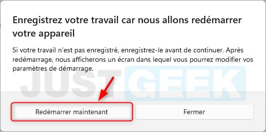 accéder aux options de démarrage avancées (WinRE) 