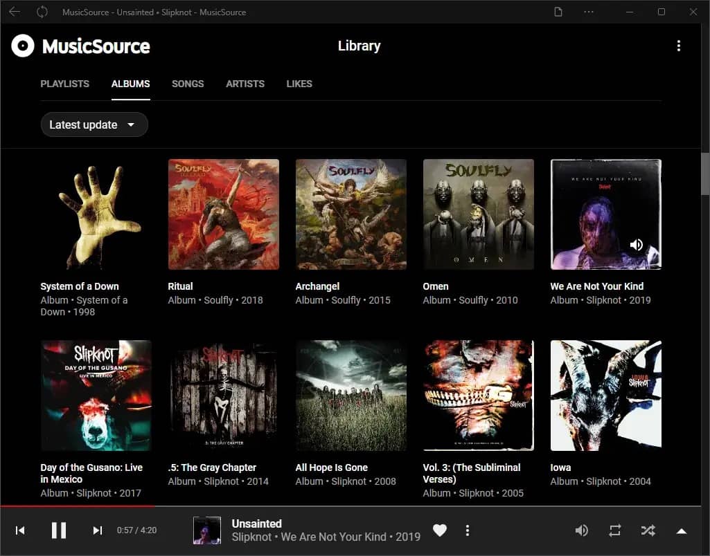 Interface de l’application MusicSource 