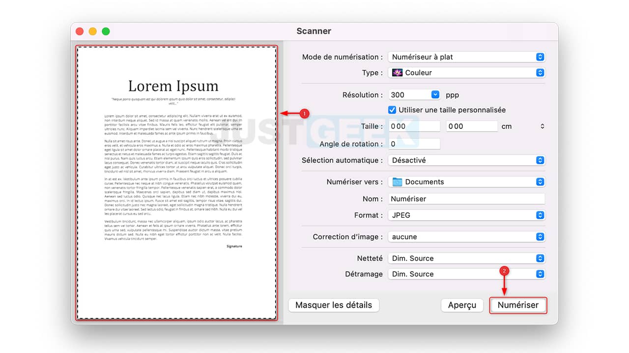 Numériser un document sur Mac