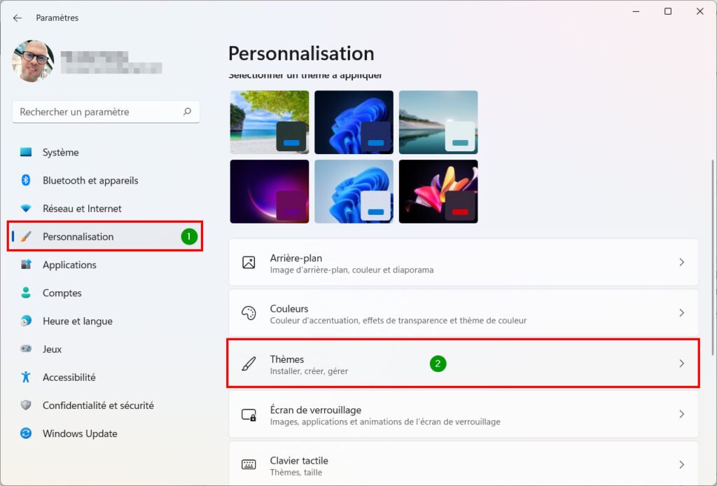 Windows 11 Personnaliser thème - Personnalisation Thèmes - Personnaliser un thème sur Windows 11 (couleur, sons, curseur, fond d’écran)