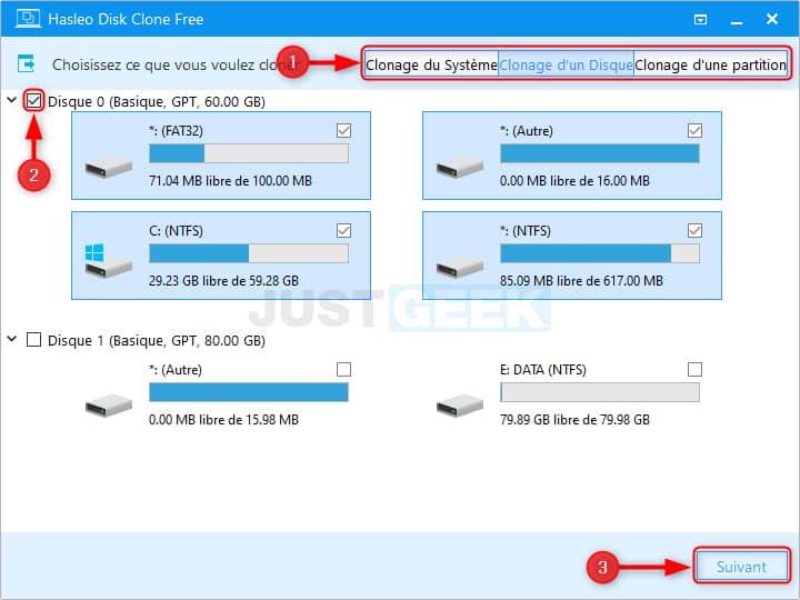 Cloner un disque dur ou un SSD avec Hasleo Disk Clone