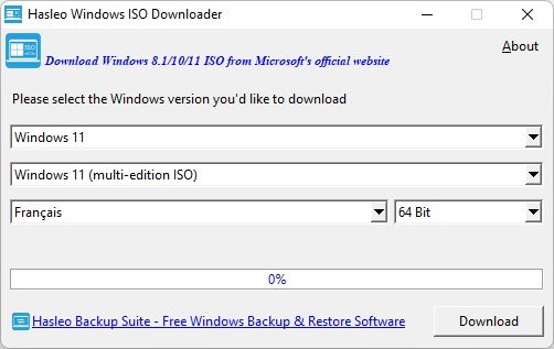 Téléchargeur ISO Windows Hasleo