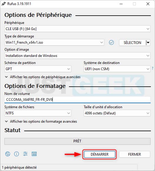 Créer une clé USB d'installation Windows 11 sans TPM 2.0 avec Rufus