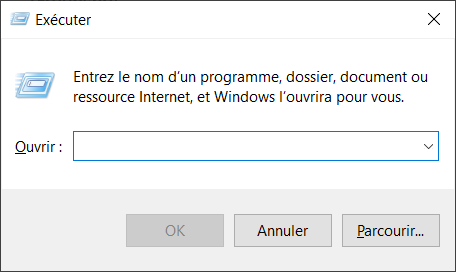Menu Démarrer de Windows 10 - Exécuter la commande 