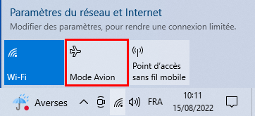 Désactiver le mode avion sur Windows 10