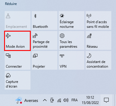 Désactiver le mode avion sur Windows 10