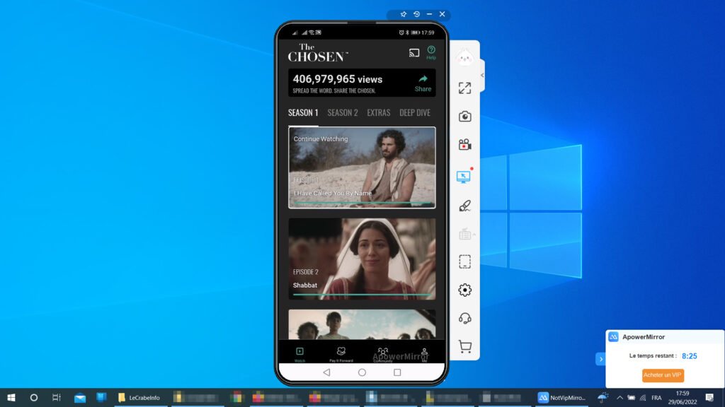 Miroir smartphone sur PC - Regardez la série The Chosen sur PC avec ApowerMirror