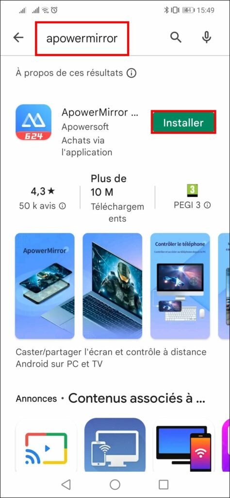 Mettre en miroir un smartphone sur un PC - Trouver et installer ApowerMirror sur un smartphone