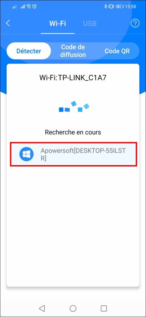 Afficher le smartphone sur PC - Sélectionnez votre ordinateur pour la connexion