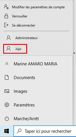 changer d'utilisateur (passer à un autre compte)