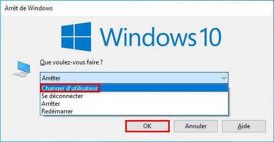 changer d'utilisateur (passer à un autre compte)