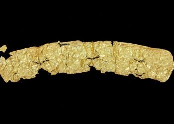 Ceinture en or de l'âge du bronze avec des motifs "cosmologiques" découverte dans un champ de betteraves tchèque