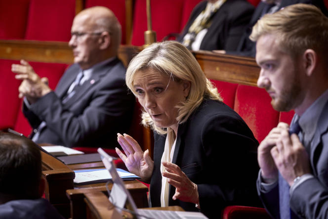 Marine Le Pen, le 11 octobre 2022 à l'Assemblée nationale, lors du vote du projet de loi sur l'assurance-chômage.