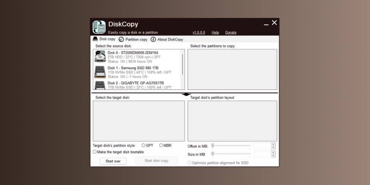 DiskCopy, un logiciel de clonage de disque dur ou SSD gratuit