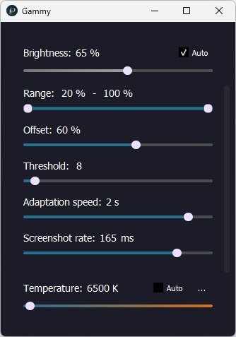 Options avancées du logiciel Gammy