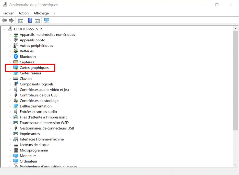 Connaître GPU Windows - Device Manager déplie les cartes graphiques