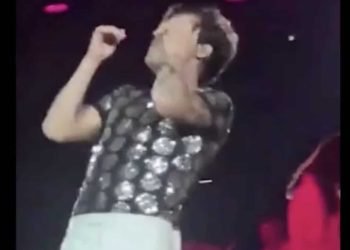 Harry Styles se prend un objet au visage en plein concert (vidéo)