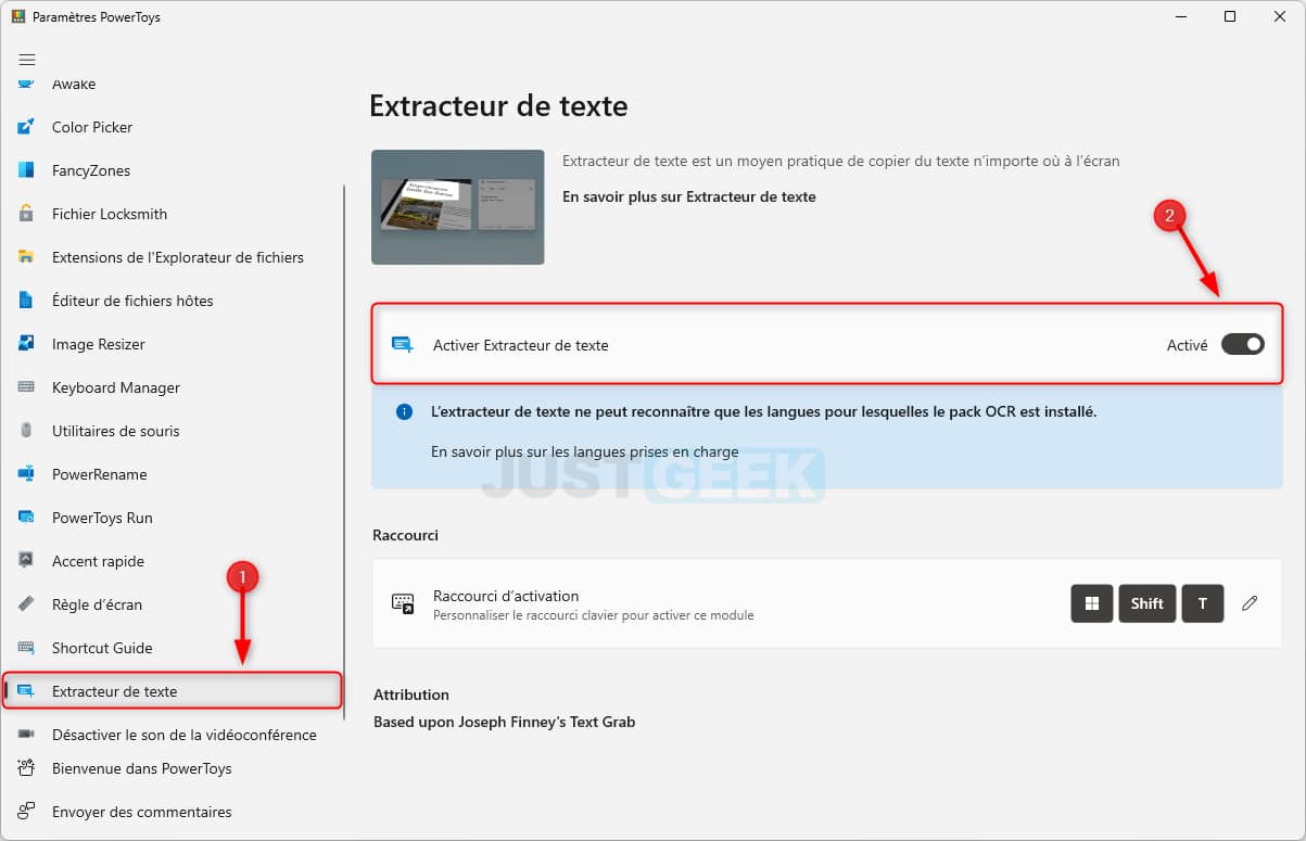 Activer la fonctionnalité d'extraction de texte sur Windows 11