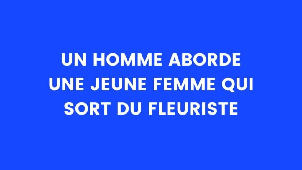 Un Homme Sapproche Dune Jeune Femme Qui Sort Du Magasin Un homme s'approche d'une jeune femme qui sort du magasin de fleurs