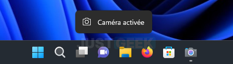Notification d 'activation de la caméra Windows 11