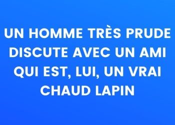un homme très prude discute avec son ami qui est un lapin chaud