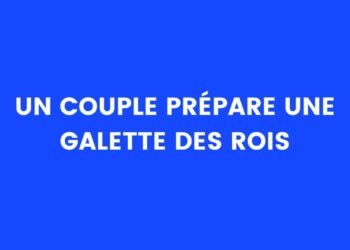 Un couple prépare une galette des rois