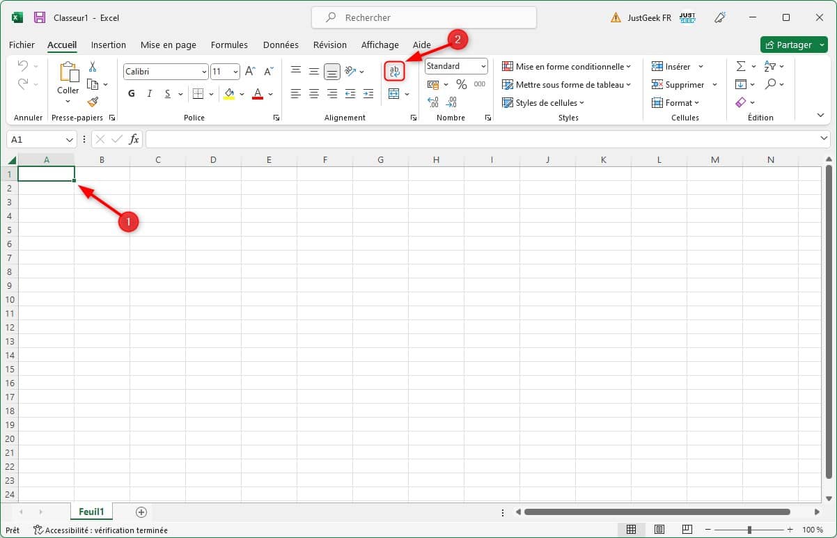 Définir un retour à la ligne automatique dans une cellule Excel 