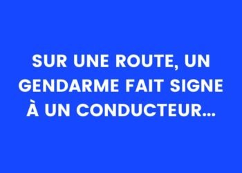 Sur une route de campagne, un gendarme fait signe à un chauffeur...