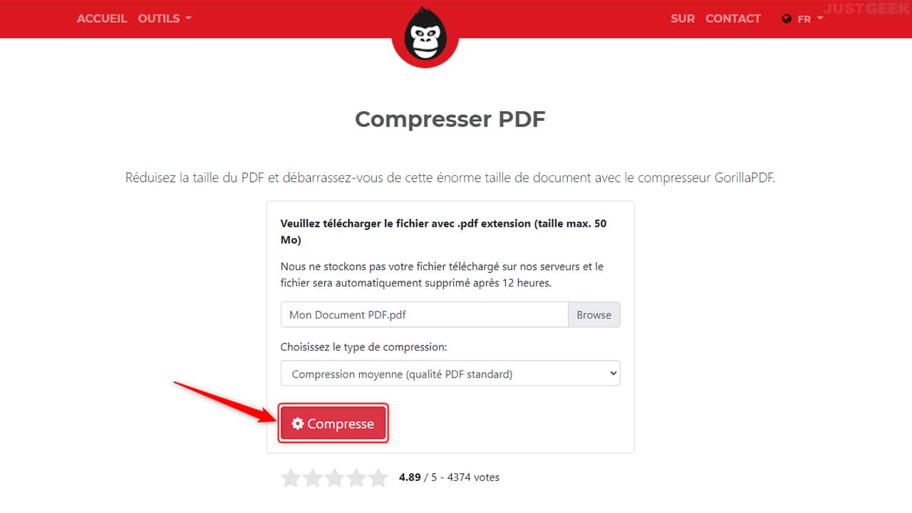Compresser un PDF pour réduire sa taille avec GorillaPDF 