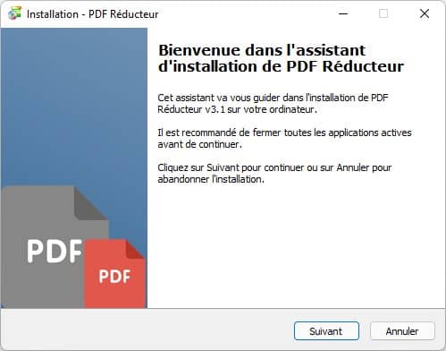 Installation du logiciel gratuit PDF Reducer 