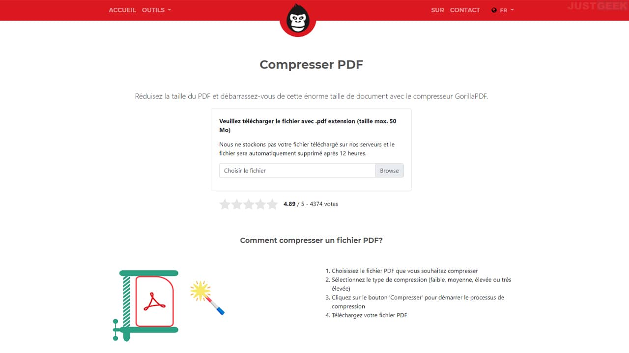 Compresser un PDF avec GorillaPDF