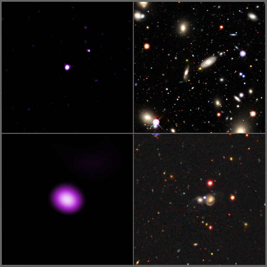 Images radiographiques et optiques de deux galaxies abritant des trous noirs cachés en leur centre