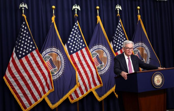 Le président de la Réserve fédérale (Fed, banque centrale américaine), Jerome Powell, à l'issue de la réunion du comité de politique monétaire, à Washington, mercredi 1er février.