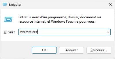 WSReset.exe vide le cache du Microsoft Store sous Windows 11