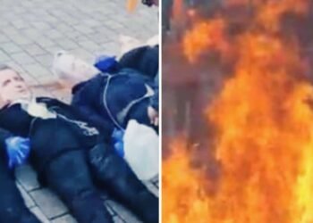 Des mannequins à l'effigie d'Emmanuel Macron et d'Elisabeth Borne brûlés par des manifestants (vidéo)